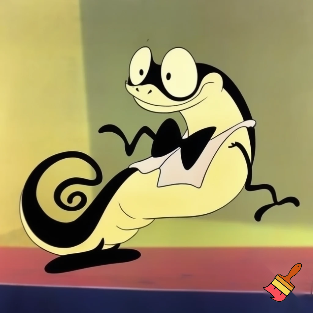 Lizard in the style of a classic 30s cartoon 