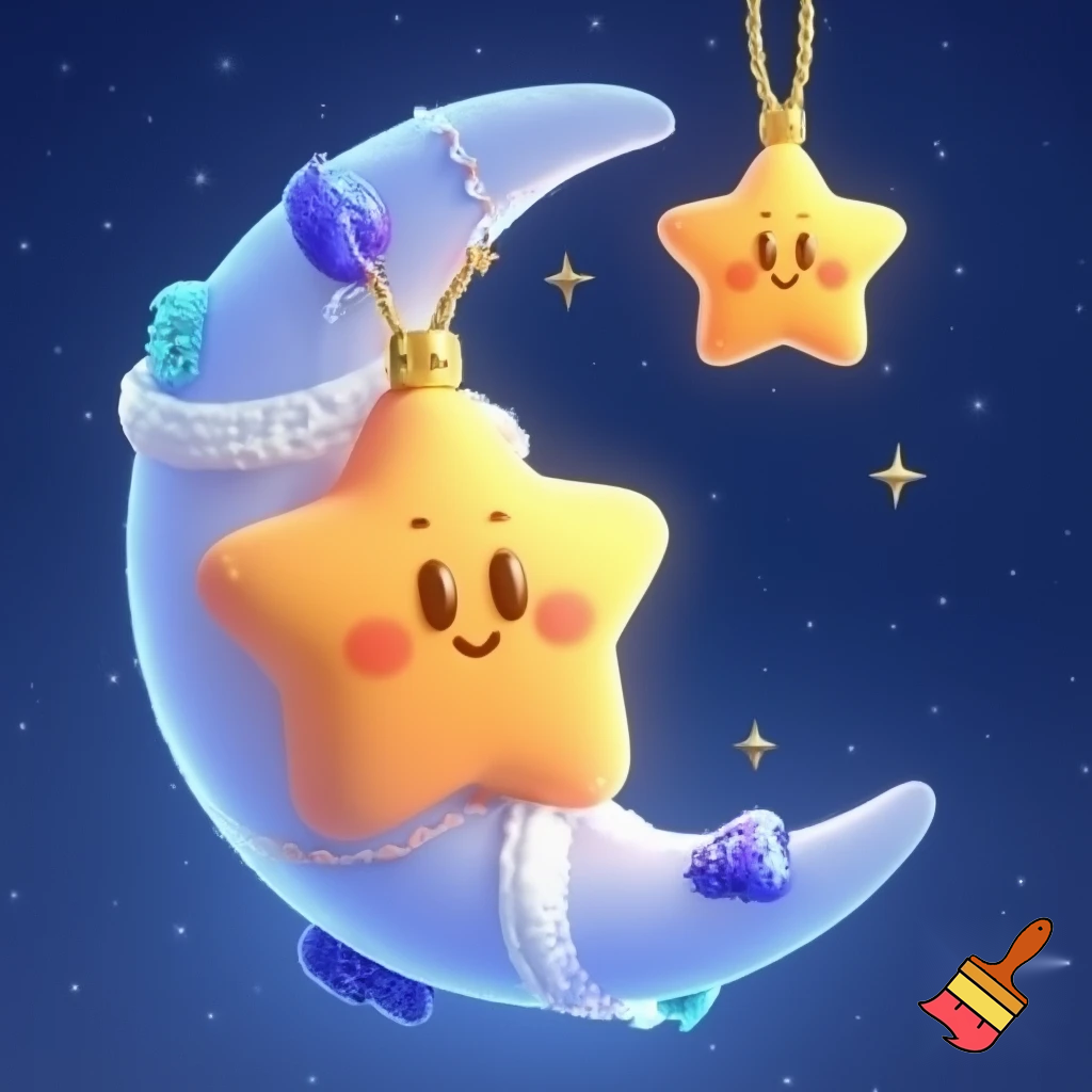 Star and moon christmas cartoon