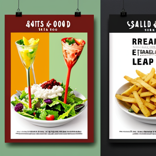 create a poster for food stall both are different food items  "chips-salad , lemonade" 