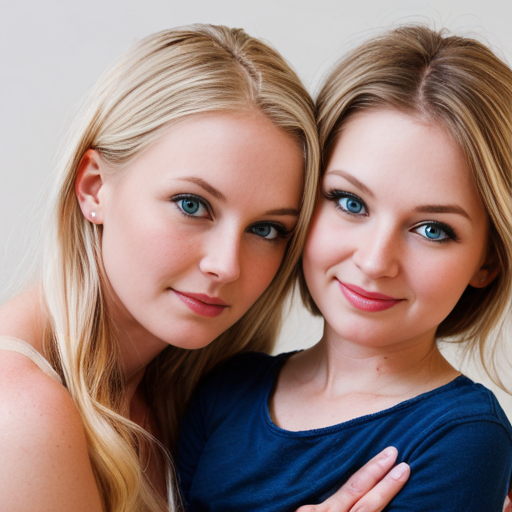 create a daughter that is 2 year with blonde hair and blue eyes and mother who is 27 years old with dirty blonde hair and blue eyes