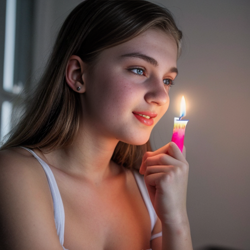 caucasian cute teen girl, skinr, , , seethrou, red lips, full body, b, sideview,, frontview, christmas, cmltoe, opening, nighttime, candles, young,looks at camera, naked