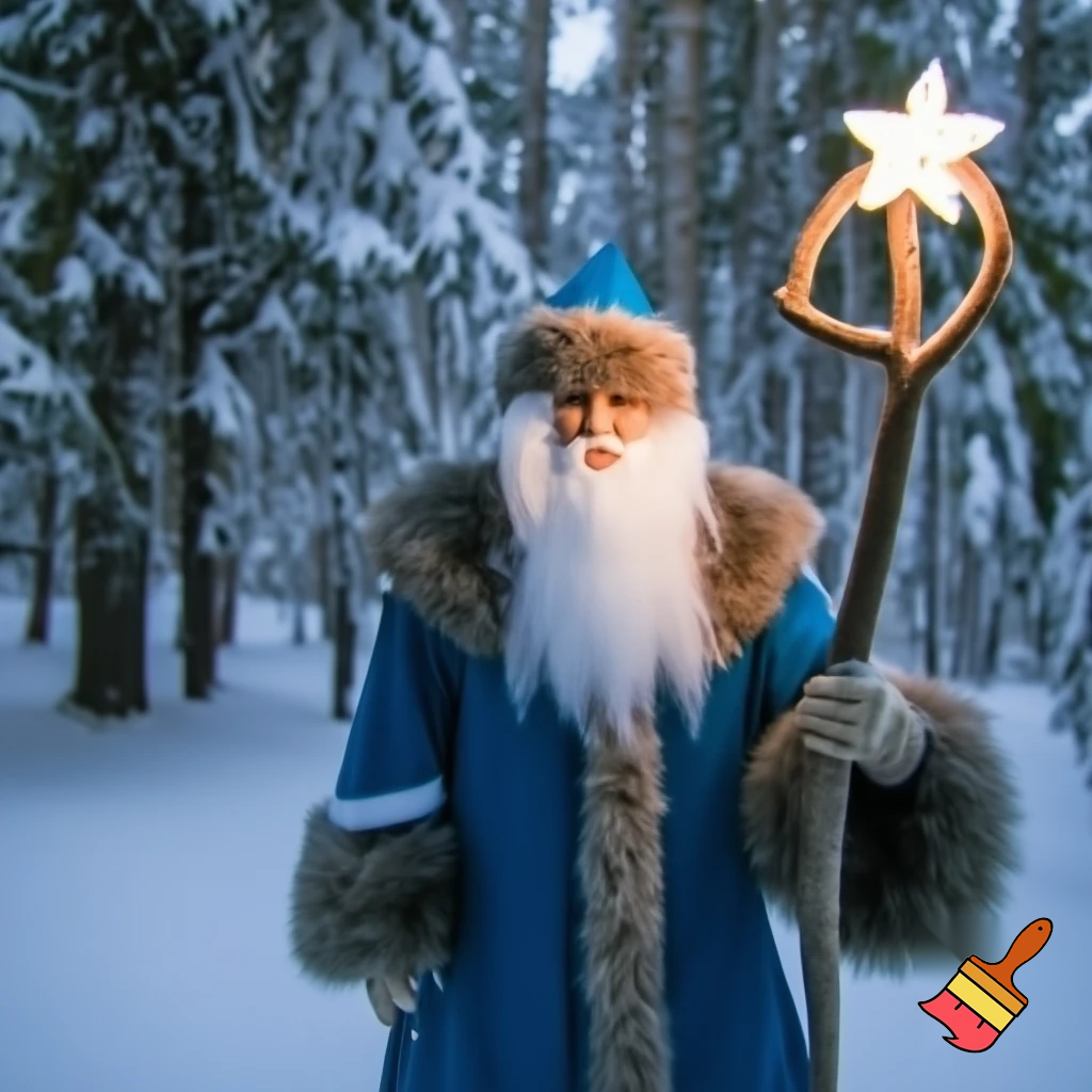 Russia, Santa Claus wood stick star