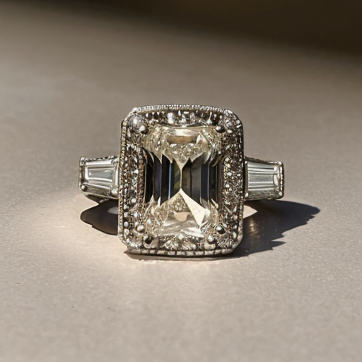 an elegant ring with one large rectangular baguette-cut stone