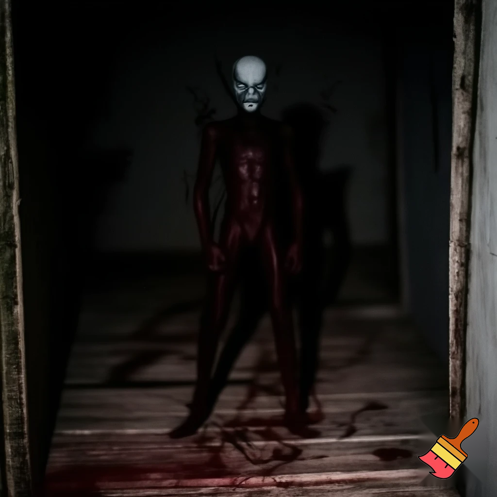 Give me a there for alastor that is creepy and spooky as possiblee with blood