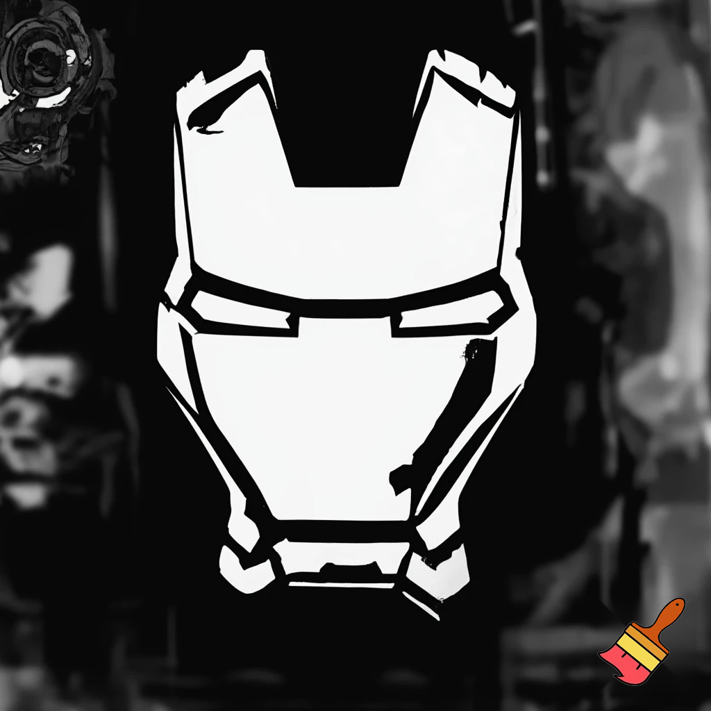 Black and white stencil art of IronMan