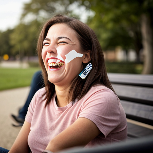 two people sitting on a bench laughing hysterically
