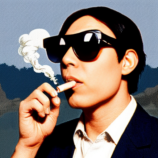 master oogway. smoking a cig with pixelated. sunglasses on