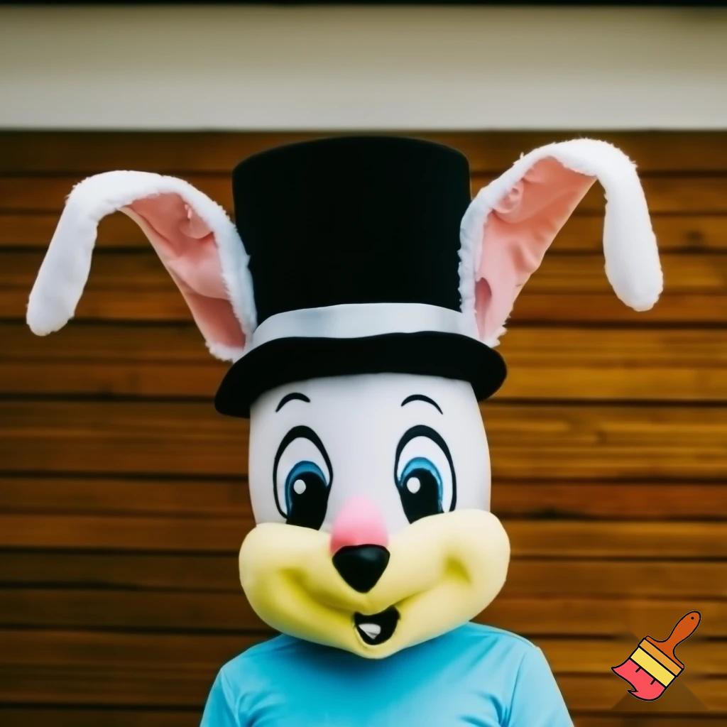 Easter bunny mascot costume top hat