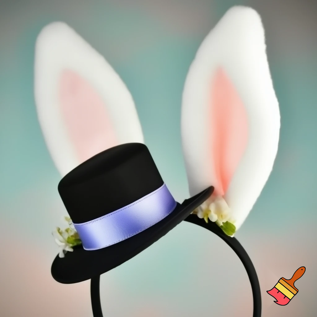 Easter bunny top hat headband, Easter bunny ears headband top hat