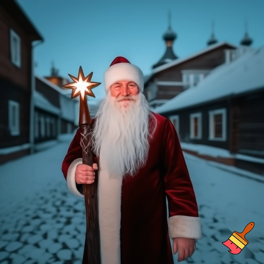  Santa Claus, Russia walking stick with a star
