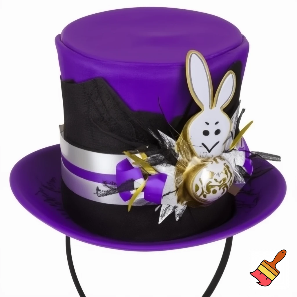 Easter bunny top hat headband, purple and white gold and silver top hat black purple dark purple