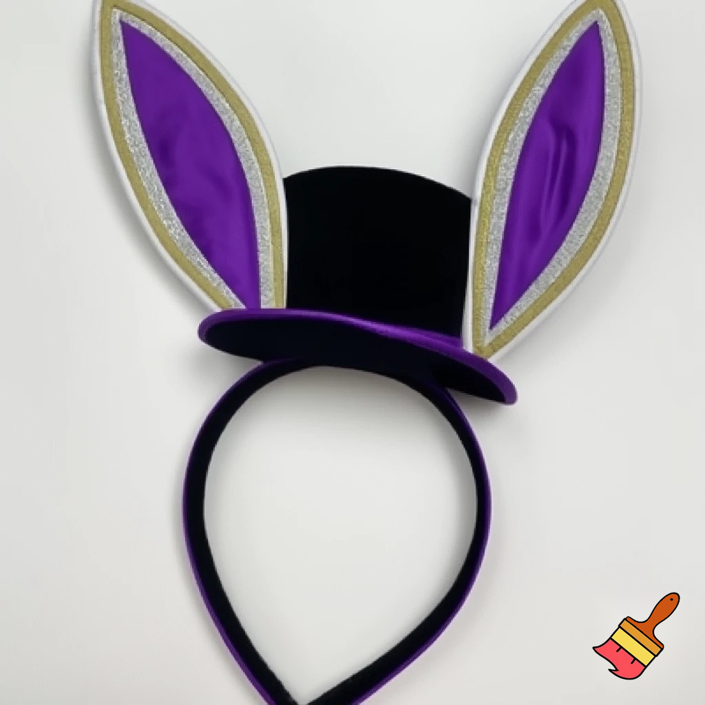 Easter bunny top hat headband, purple and white gold and silver top hat black purple dark purple