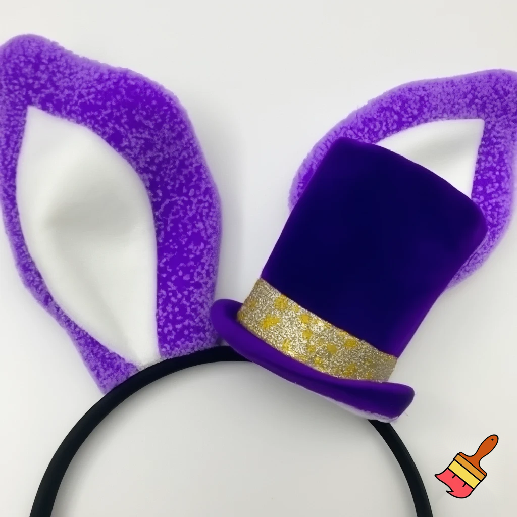 Special top hat headband Easter headband with rabbit, ears, purple and white purple and white with glitter velvet golden purple and white with glitter silver
