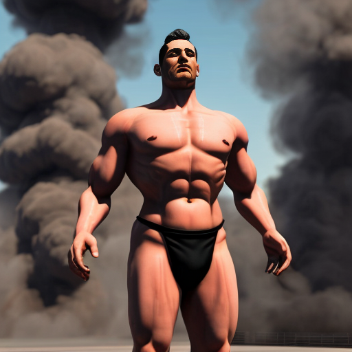 a ginat that is skineless and his body is releasing steam and his body is releasing too much heat and is around 60 meters tall