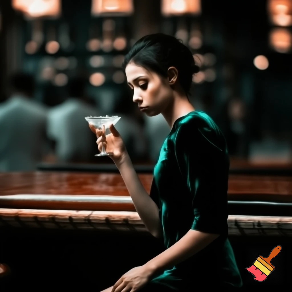 a woman in a bar