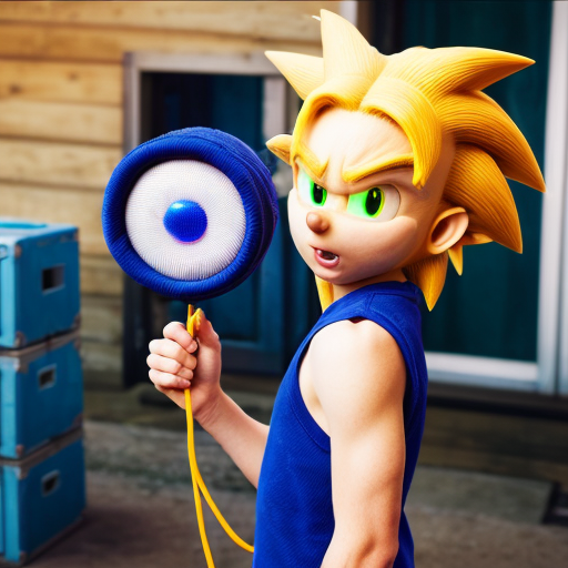 A kid with a yellow hair and he have sonic