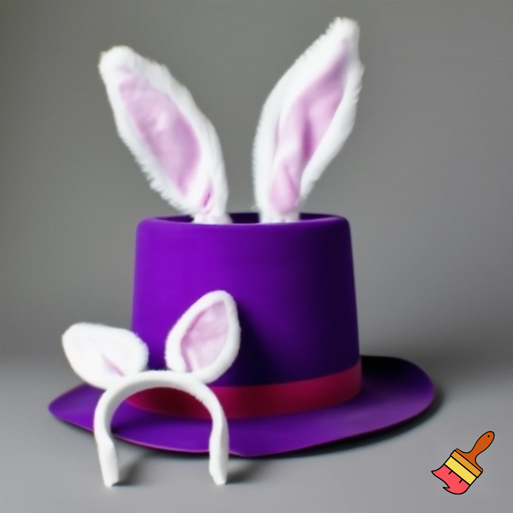 Easter top hat with headband, Easter bunny ears, purple and white