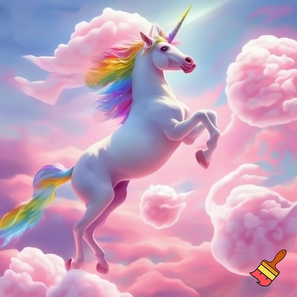 Let the unicorn fly over the rainbow; the weather is pink, and the clouds are made of cotton candy.
