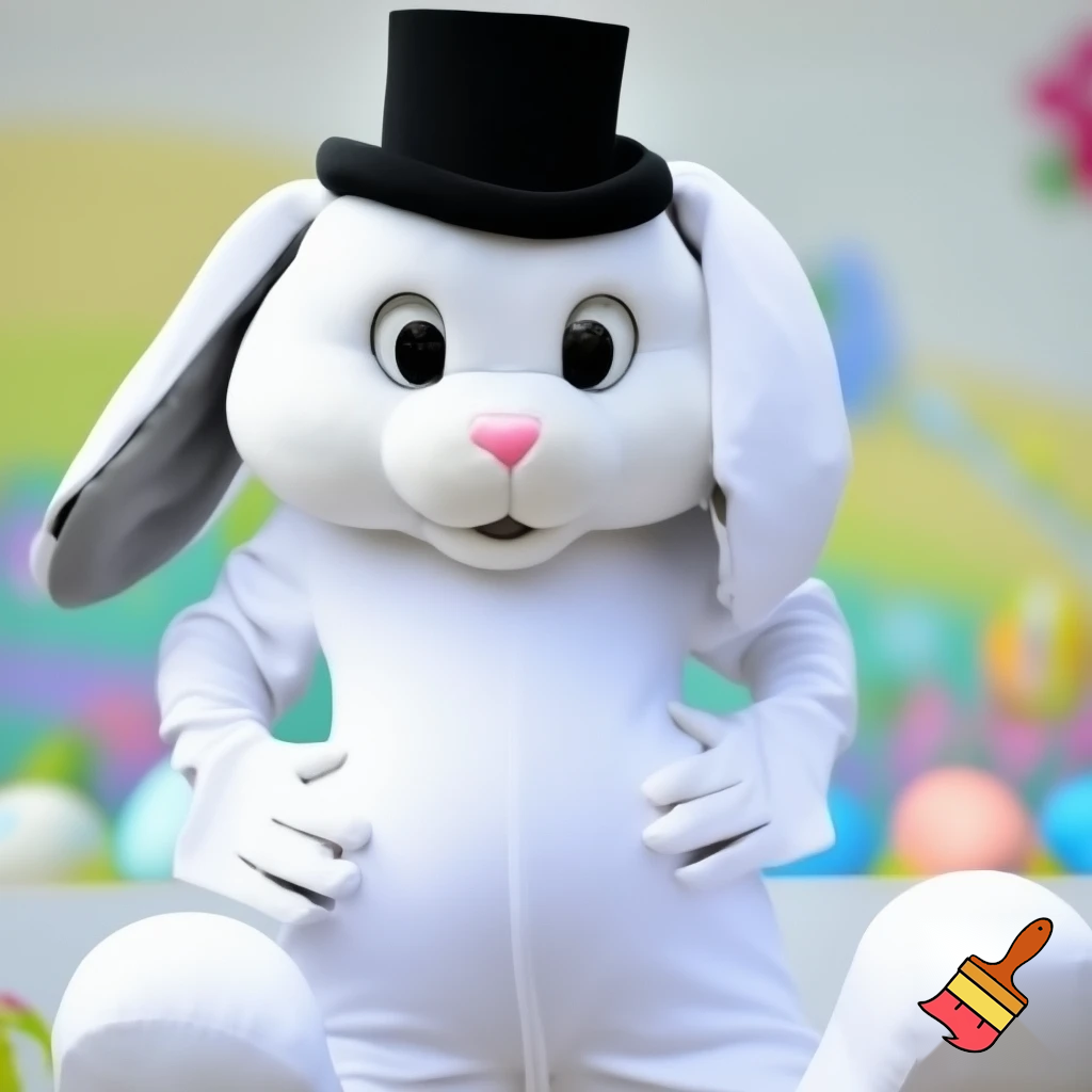Easter bunny mascot top hat costume