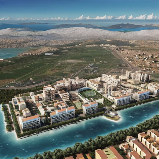 An official image of the Turkish Republic of Northern Cyprus in 2030 with forecast (not official), and surely with buildings in North nicosia