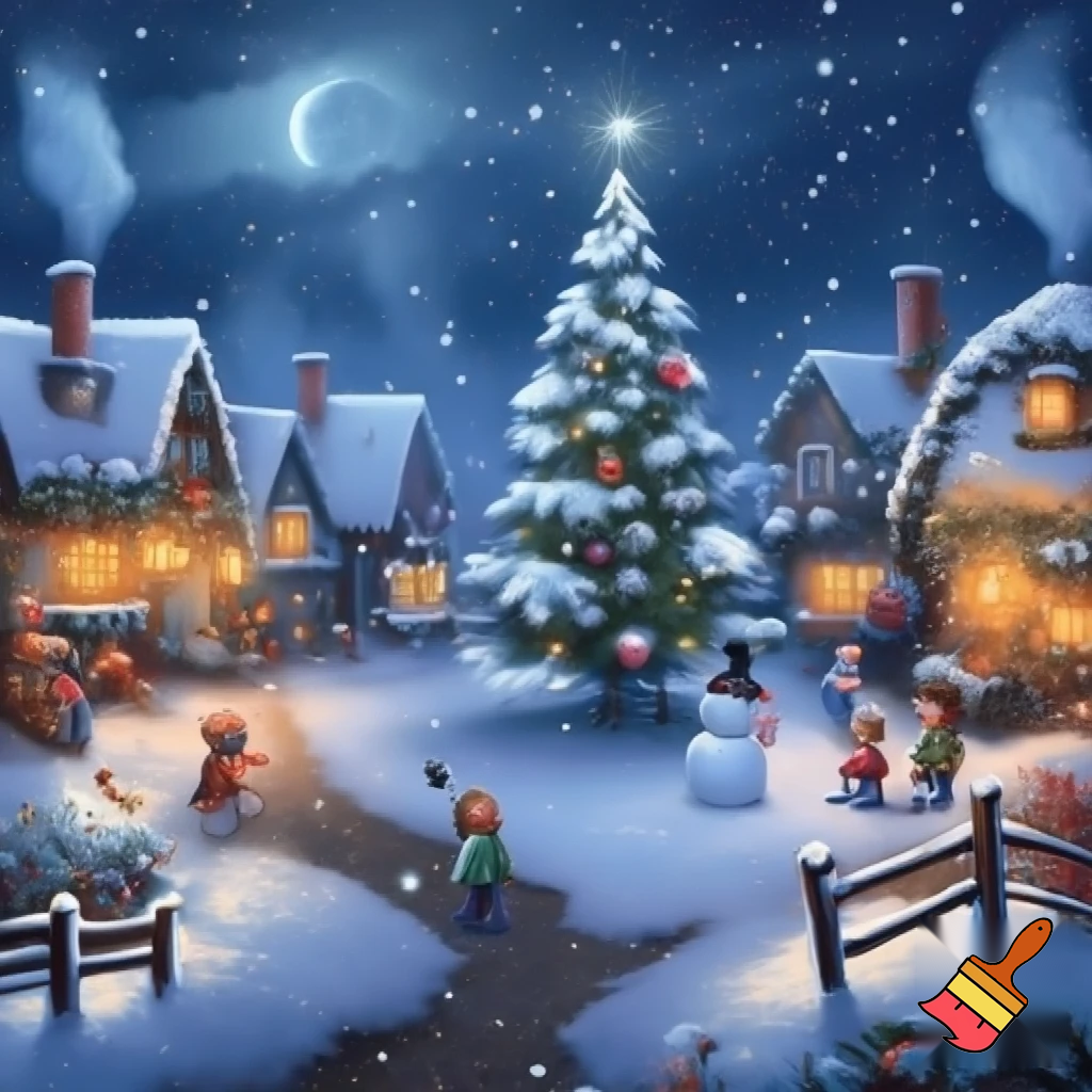 a happy village in christmas