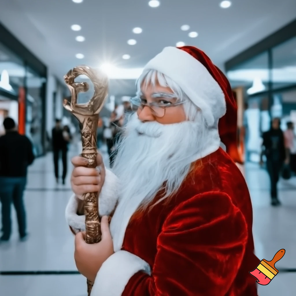 Santa Claus magic walking stick staff Russia shopping Centre Australia shopping immune in a star
