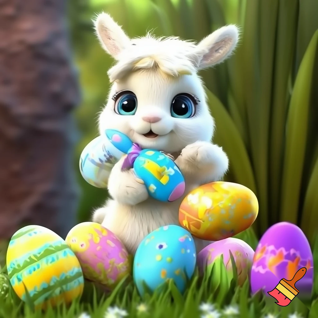 The toy Easter bunny and I see you little goat Dwayne your nasty little goat