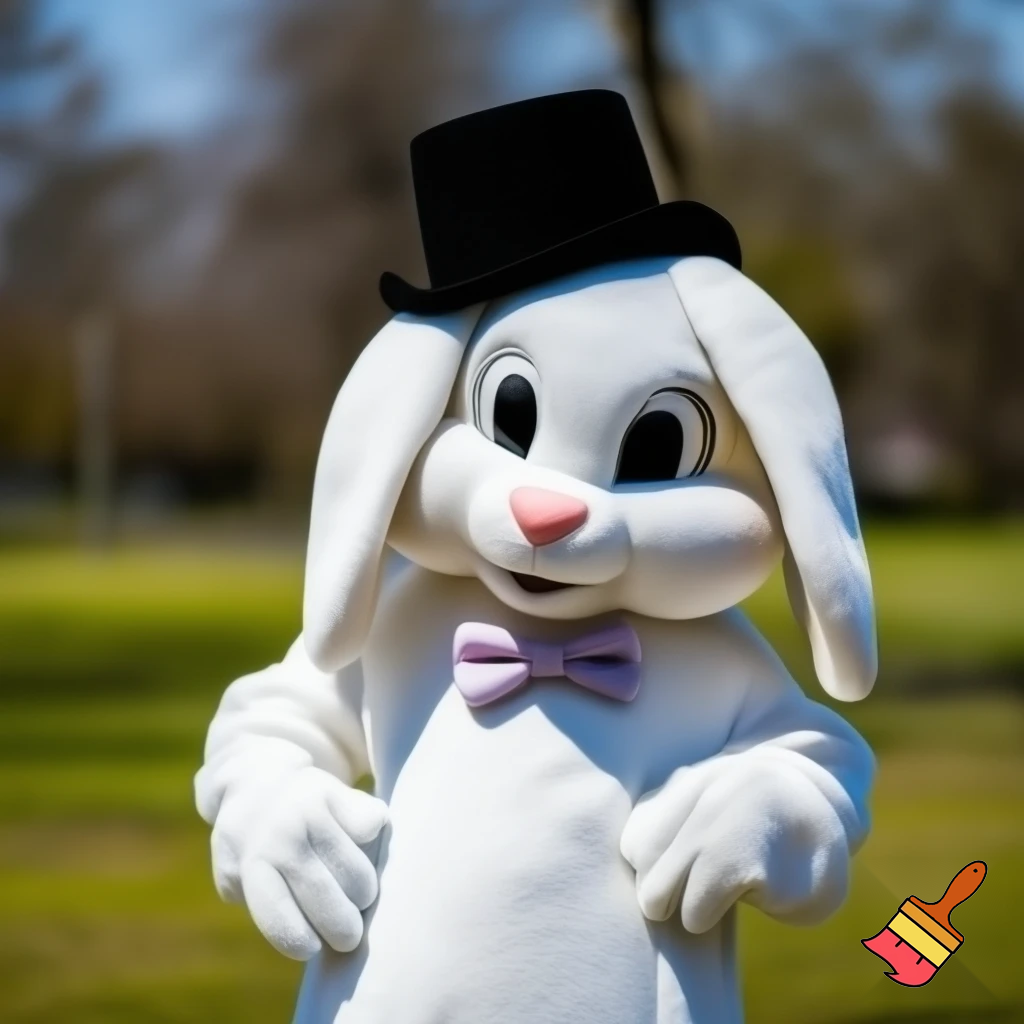 Easter bunny mascot costume top hat mascot costume