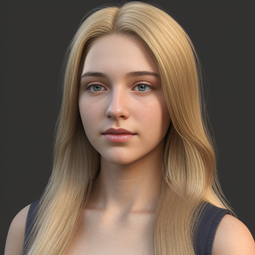 an 18 year old girl with long blond hair realistic