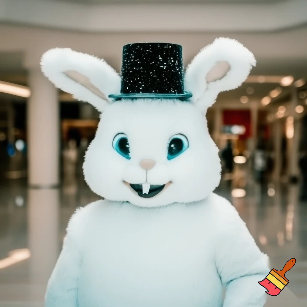  Easter bunny mascot costume magic top hat shopping centre Easter next year