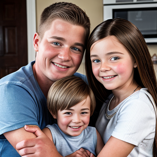 make a family photo of 3 with a 3 year old barbie and a 15 year old ken with there dad let me hug ken