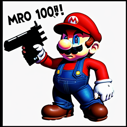mario vs evil horror mario that has 10000000000000000000 guns and hands
