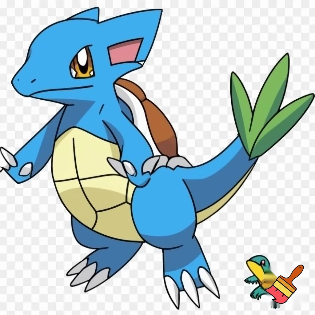 blue rookie level veemon agumon digimon squirtle pokemon fusion with skinny short arms and skinny short legs deatailed tiny turtle creature