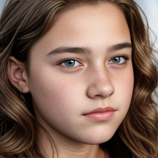 a self portrait of a 14 year old girl with wavy dark brown hair and brown eyes with a diamond face shape teenager ,