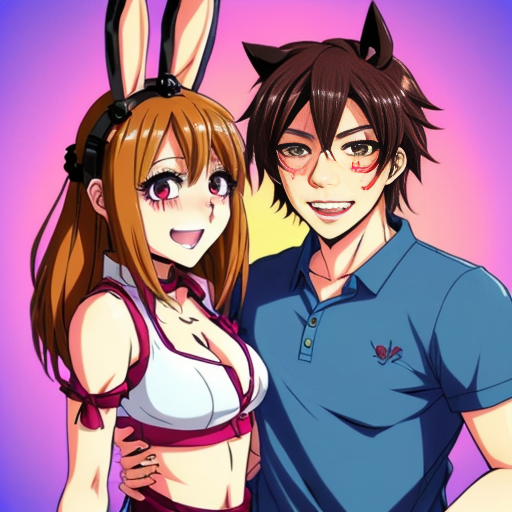 Show me what would happen if a boyfriend and girlfriend "Friday night funkin" were captured by female animatronics fnaf 2 , who then decided to make the boyfriend a girl (change his gender and appearance) and put the girl (boyfriend gender) in a cute sexy bunny animatronic costume, and the wife girlfriend in a female animatronic cat costume. Both died in agony. ( Blood ) How would the spirit of the girl (boyfriend gender) and his wife (girlfriend) react afterward?