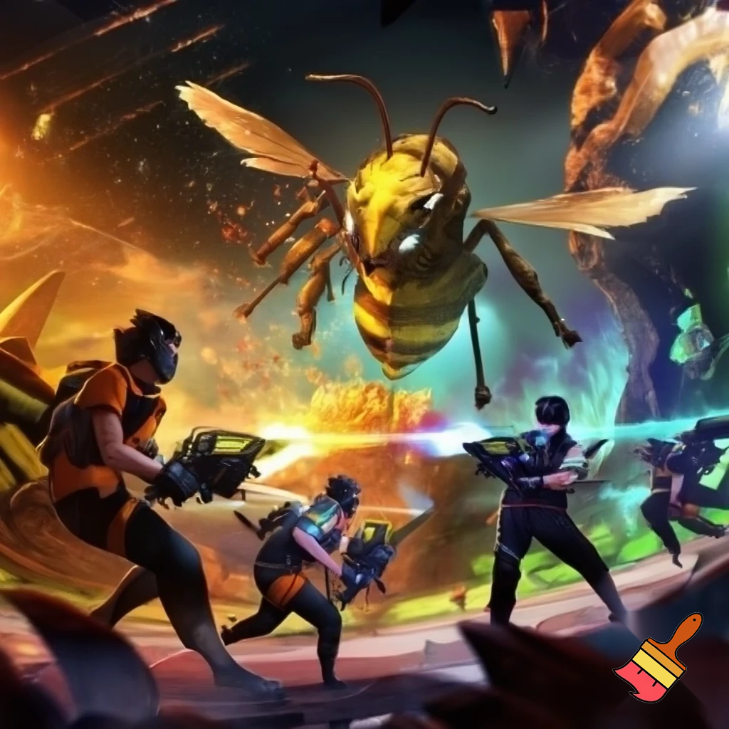 esports team fnatic fighting a big bee
