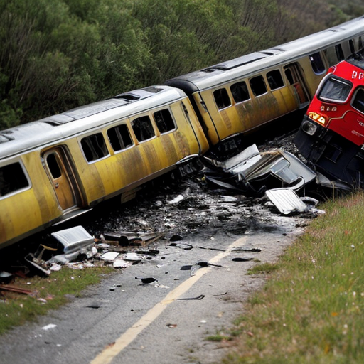 A train crashes