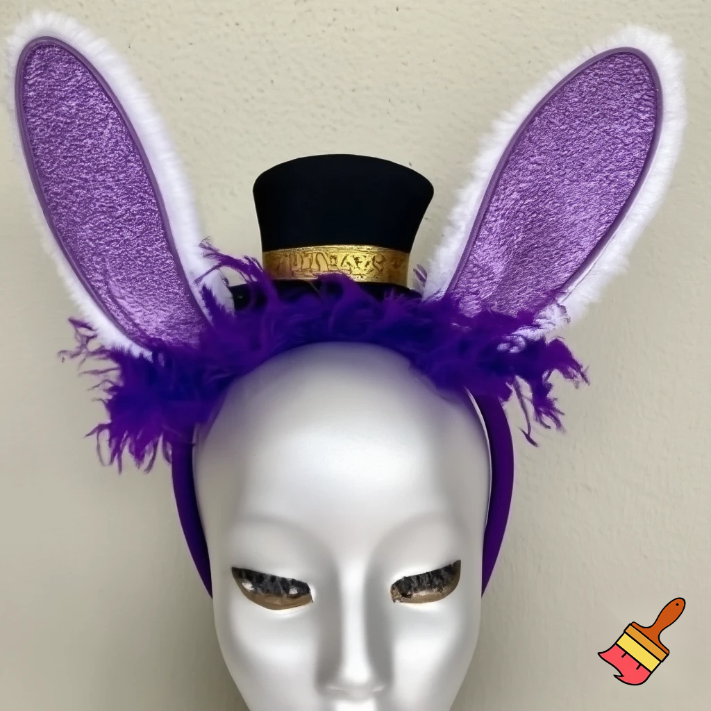 Easter top head headband, purple and white bunny ears top hat purple and gold top hat headband