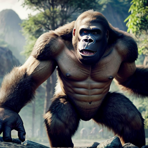 Scene 1: Same King Kong character design standing injured in a dense jungle, heavy breathing, cinematic lighting, ultra realistic, character consistency locked.

Scene 2: Close-up of Kong shoulder wound, wind moving fur, dramatic atmosphere.

Scene 3: Kong slowly walking through dense jungle, alert expression, high detail.

Scene 4: Birds suddenly flying away from trees, jungle disturbance.

Scene 5: Ground shaking slightly, small rocks falling from trees.

Scene 6: Kong stops walking and looks around seriously, cinematic shot.

Scene 7: Wide jungle view with a massive shadow moving between trees in distance.

Scene 8: Trees bending as an enormous creature moves behind them.

Scene 9: Close-up of Kong preparing fighting stance, intense look.

Scene 10: Giant armored titan stepping out from shadows, larger than Kong, epic reveal.

Scene 11: Titan roaring loudly, shockwave pushing leaves.

Scene 12: Kong roaring back aggressively at titan.

Scene 13: Kong charging toward titan for attack.

Scene 14: Powerful punch from Kong hitting titan chest, visible impact, dust explosion.

Scene 15: Titan slams Kong into rocks, rocks cracking.

Scene 16: Dust and debris around fallen Kong, dramatic lighting.

Scene 17: Kong standing up despite injuries, strong expression.

Scene 18: Close combat fight, punch exchange between titan and Kong.

Scene 19: Dynamic rotating camera around intense battle.

Scene 20: Slow motion heavy punch from Kong hitting titan face.

Scene 21: Titan stumbling backward, ground shaking.

Scene 22: Titan grabs Kong and throws him aside.

Scene 23: Kong quickly rises and prepares counterattack.

Scene 24: Kong jumps onto titan body attacking repeatedly.

Scene 25: Multiple strong strikes from Kong to titan head.

Scene 26: Titan losing balance and weakening.

Scene 27: Kong lifts massive rock from ground.

Scene 28: Kong smashes rock onto titan head, huge impact explosion.

Scene 29: Titan collapses heavily to ground.

Scene 30: Kong standing victorious, breathing heavily, camera moves upward revealing a huge mysterious shadow watching from mountains. To Be Continued.