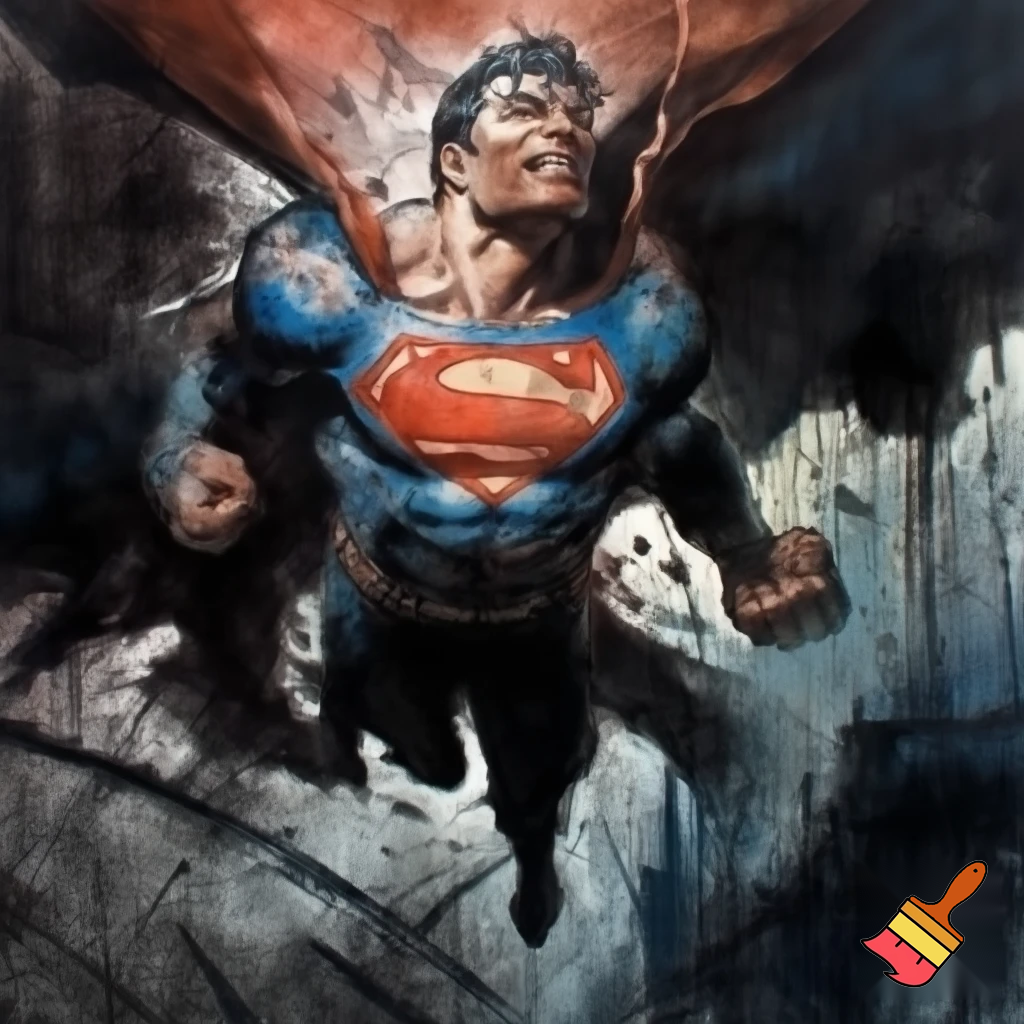 Superman, Stephen Gammell style watercolor painting