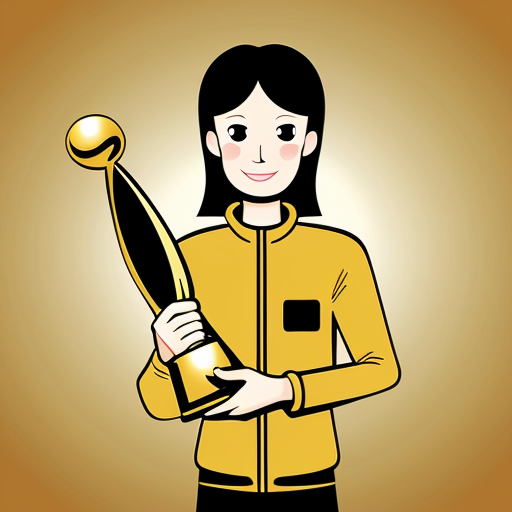 the emotion proud one person gold holding trophy cartoon style gold skin