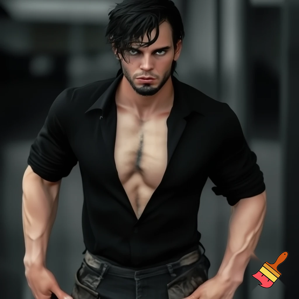 Jace Meadows was the kind of man who turned heads without trying. Tall, broad-shouldered, and cut from raw, dangerous charm, he looked like trouble dressed in black. His frame was sculpted, not like a gym rat chasing aesthetics, but like someone who’d earned every inch of muscle through years of grit—arms veined and defined, chest broad beneath the soft stretch of his tailored shirt, sleeves rolled to reveal strong forearms dusted with dark hair.
His jawline was all hard angles and defiance, shadowed by a deliberate layer of stubble that somehow made him look both wild and refined. Midnight-black hair fell slightly over his brow in an artfully careless mess that begged to be touched. And then there were his eyes—God, his eyes—piercing gray with flecks of steel, like storm clouds that never quite cleared. They could burn through you or break you, depending on the day.
He wore black like it was made for him—slim-fit button-down, the top two buttons undone just enough to hint at the carved line of his collarbones and a sliver of tattoo ink peeking from beneath. Dark, well-cut slacks hugged his hips, and scuffed boots grounded him in something real, something rougher than the high-gloss world around him.
Every movement was unhurried, confident, like he knew exactly how many eyes were on him—and didn’t care. But it wasn’t just the looks. It was the energy. That quiet, smoldering presence that said: I’ve seen too much, lost too much… and I’m not here to play games.
He wasn’t pretty.
He was lethal.
And the moment Elena looked at him—really looked at him—she remembered exactly why he had always been impossible to forget.