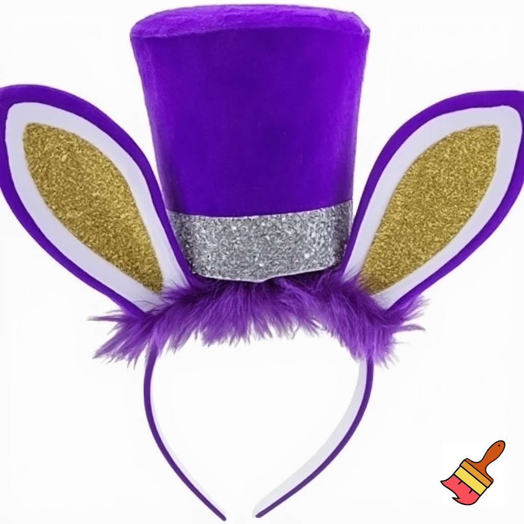 Special top hat headband Easter headband with rabbit, ears, purple and white purple and white with glitter velvet golden purple and white with glitter silver