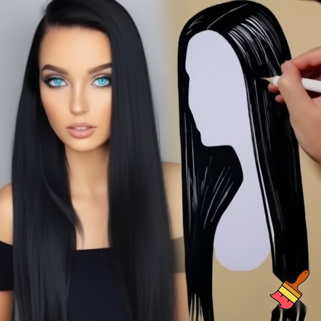 Female long black straight hair , ocean blue eyes, drawing,and realistic and drawing with color
Manga