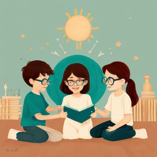 Warm, magical children’s book cover illustration.
Alek: younger boy, wearing round glasses, curious eyes, gentle smile, short hair.
Olga: girl about three years older than Alek, calm and caring expression, slightly taller, sitting close to him like an older sister, protective and confident.
They are surrounded by friendly science elements: glowing planets, floating magnets, light bulbs, Sun, Saturn, gears, test tubes with colorful liquids, stars, clouds, microscope and simple physics symbols.
Alek holds a magnifying glass, Olga holds a notebook, smiling and excited, standing together in a magical science world.
Style: painterly, high-quality children’s illustration, soft brush strokes, cinematic lighting, shallow depth of field, whimsical and heart-warming.
Colors: warm, natural palette — soft greens, blues, golden light, gentle pastels.
Mood: inspiring, safe, joyful, intelligent curiosity, love for learning.
Composition: front-facing, perfect for a book cover, centered characters, readable title area above, clean background with cozy details (toys, pillows, wooden shelves).
Ultra-detailed, 4k, storybook realism, no text distortion, no watermark, no logo.
