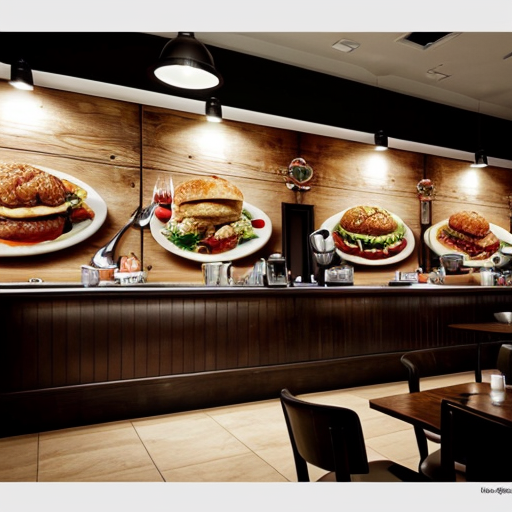 The wall of a cafe or restaurant
