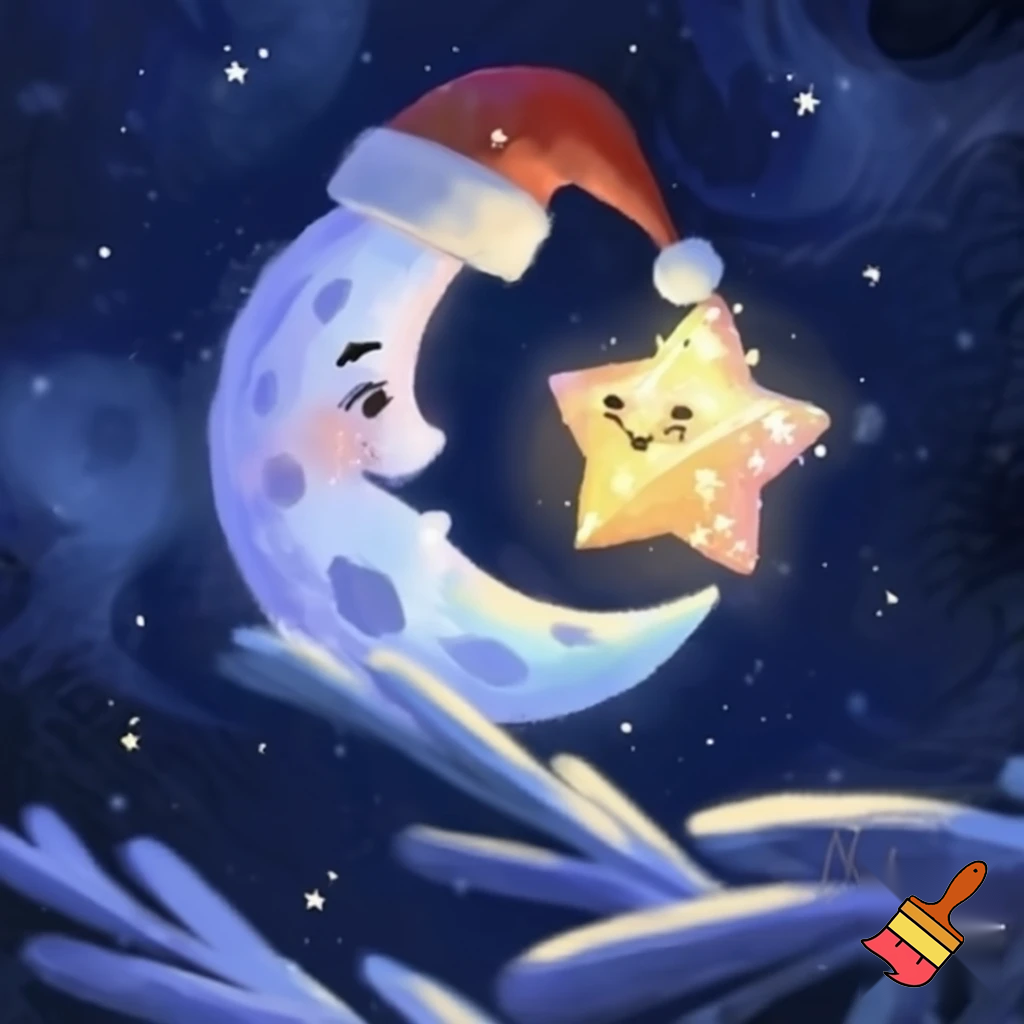Star and moon christmas cartoon
