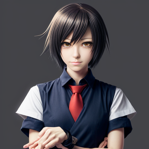 Haruka Sakura from Wind Breaker anime, male character, upper body portrait, serious and silent expression, battle-ready stance with slightly turned shoulders, hair shoulder-length, straight with slight waves at ends, left side hair white, right side hair black, hair slightly messy and flowing with motion, heterochromia eyes: left eye gold, right eye dark blue, sharp and focused gaze, natural anime skin tone, wearing standard Furin High School uniform with small tears and battle damage details, white shirt slightly rumpled, navy blazer with emblem, red necktie, hands clenched and ready for combat, anime-style gloves on hands, dynamic pose suggesting imminent action, subtle motion lines for movement, simple light-colored background, clean and sharp anime line art, vibrant and saturated anime colors, realistic shadows and highlights on hair and clothing, determined and calm demeanor, slight wind effect making hair and tie move, upper body emphasis showing shoulders and chest area clearly, faithful to original character design, intense and focused aura.