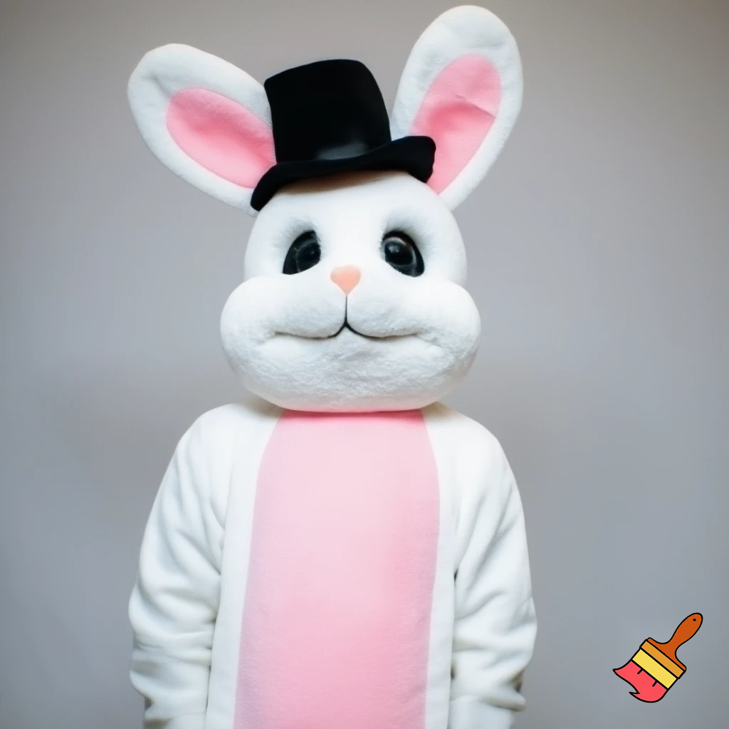  Mascot costume Easter bunny costume top hat pink and white