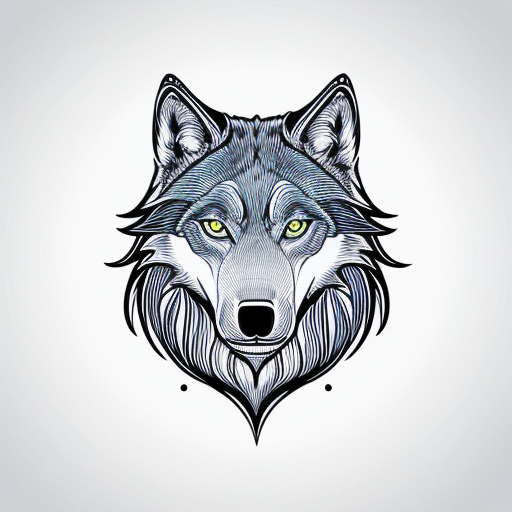 create an image of a glowing blue wolf, with glowing red eyes and a crocodile mouth